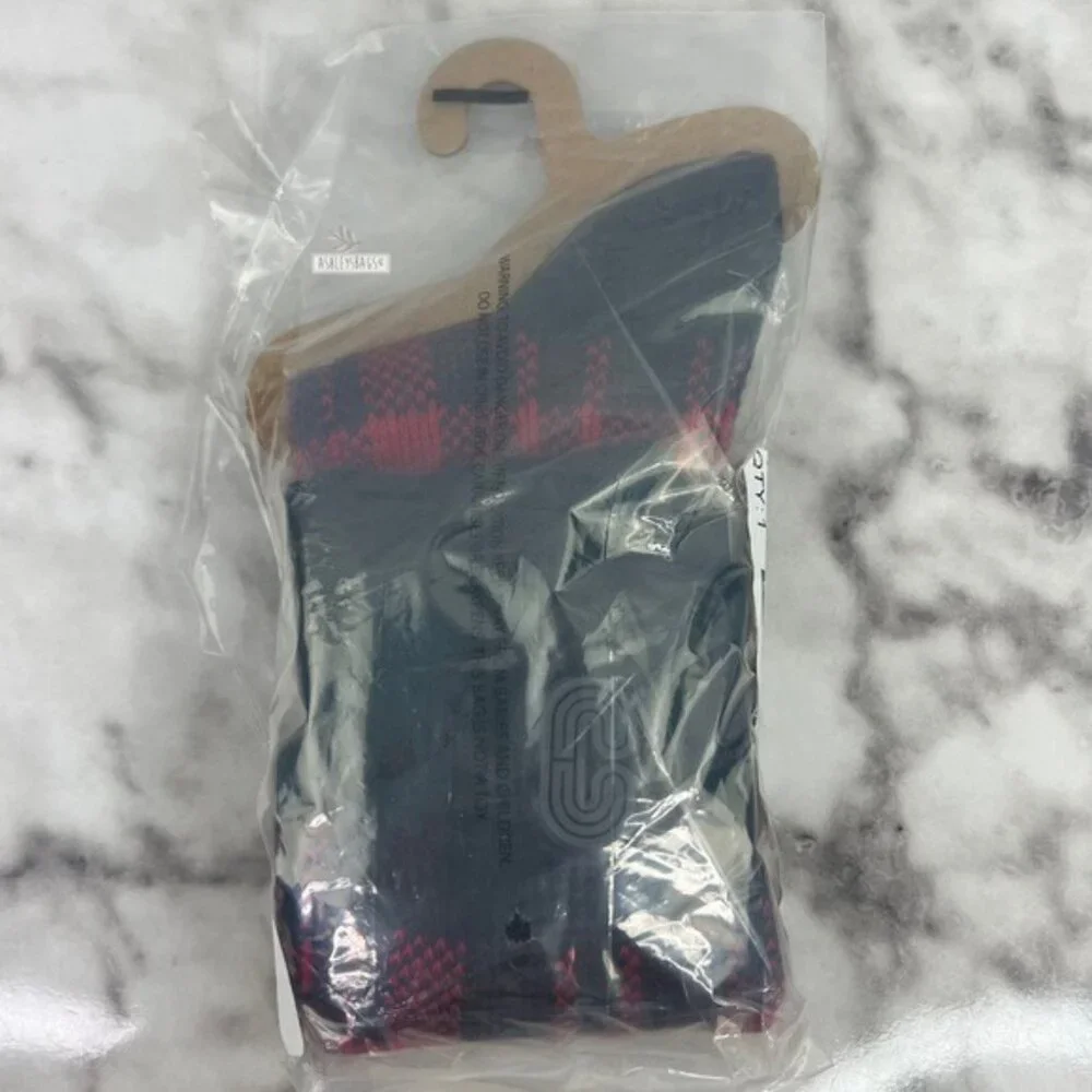 Coach Logo Plaid Crew Socks